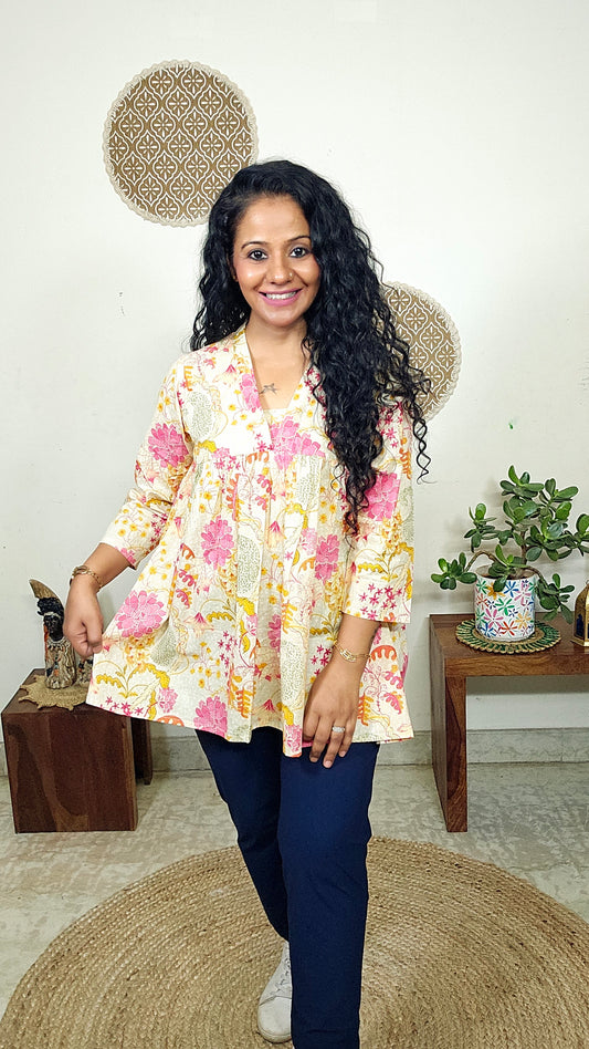 EthnixThread  cotton V-neck short top for Jeans Trouser