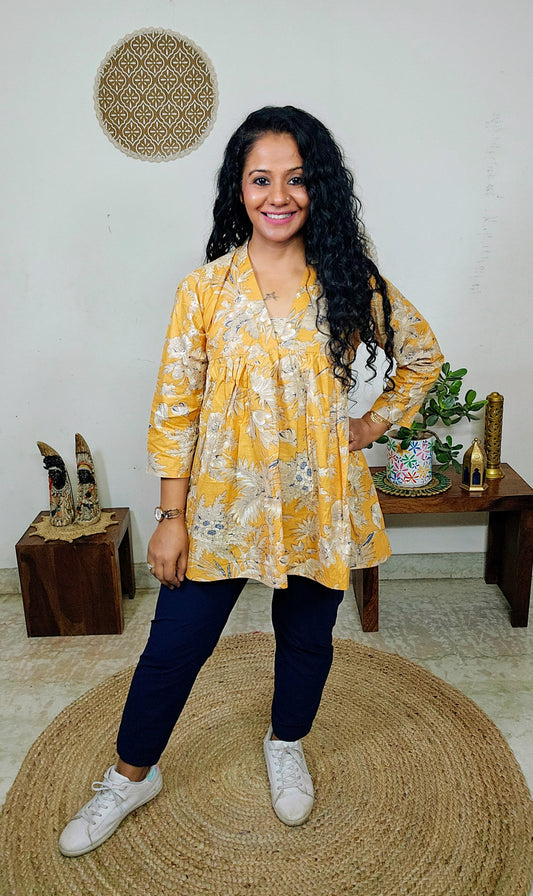 EthnixThread  cotton V-neck short top for Jeans Trouser