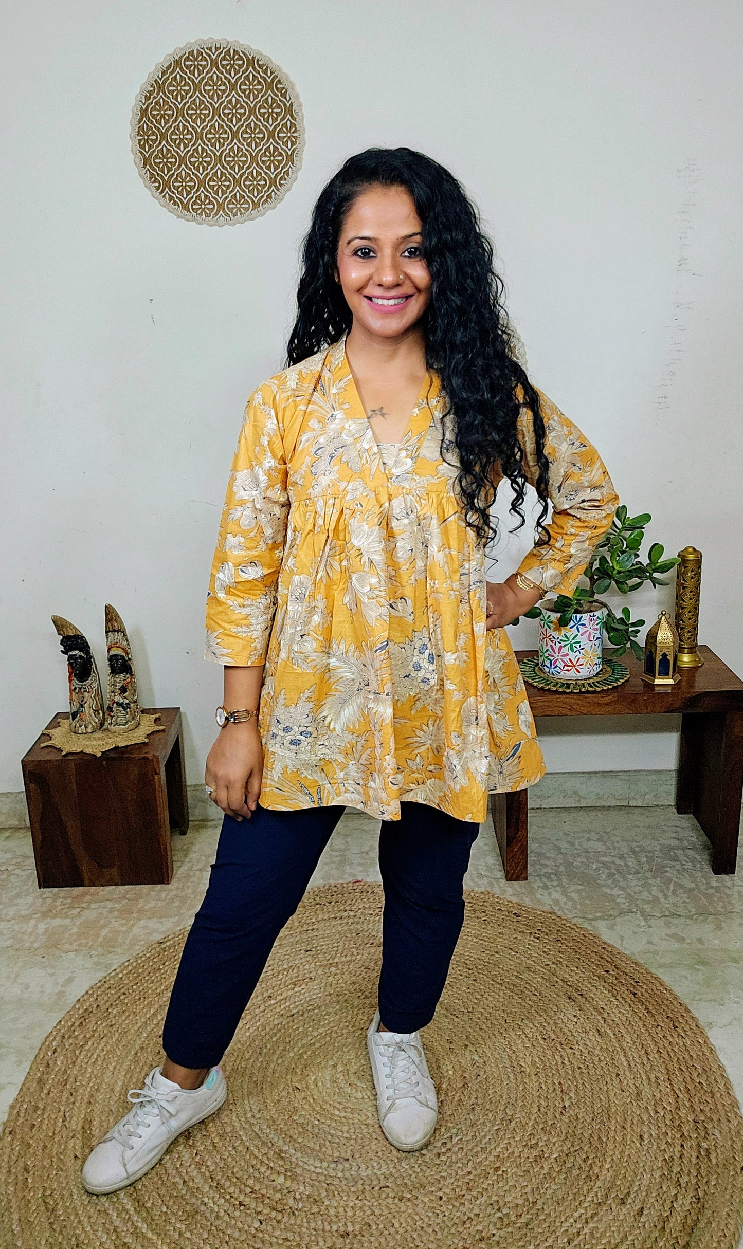 EthnixThread  cotton V-neck short top for Jeans Trouser