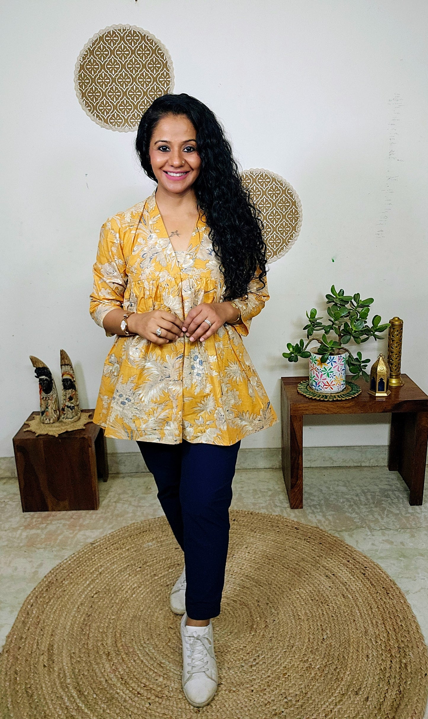 EthnixThread  cotton V-neck short top for Jeans Trouser