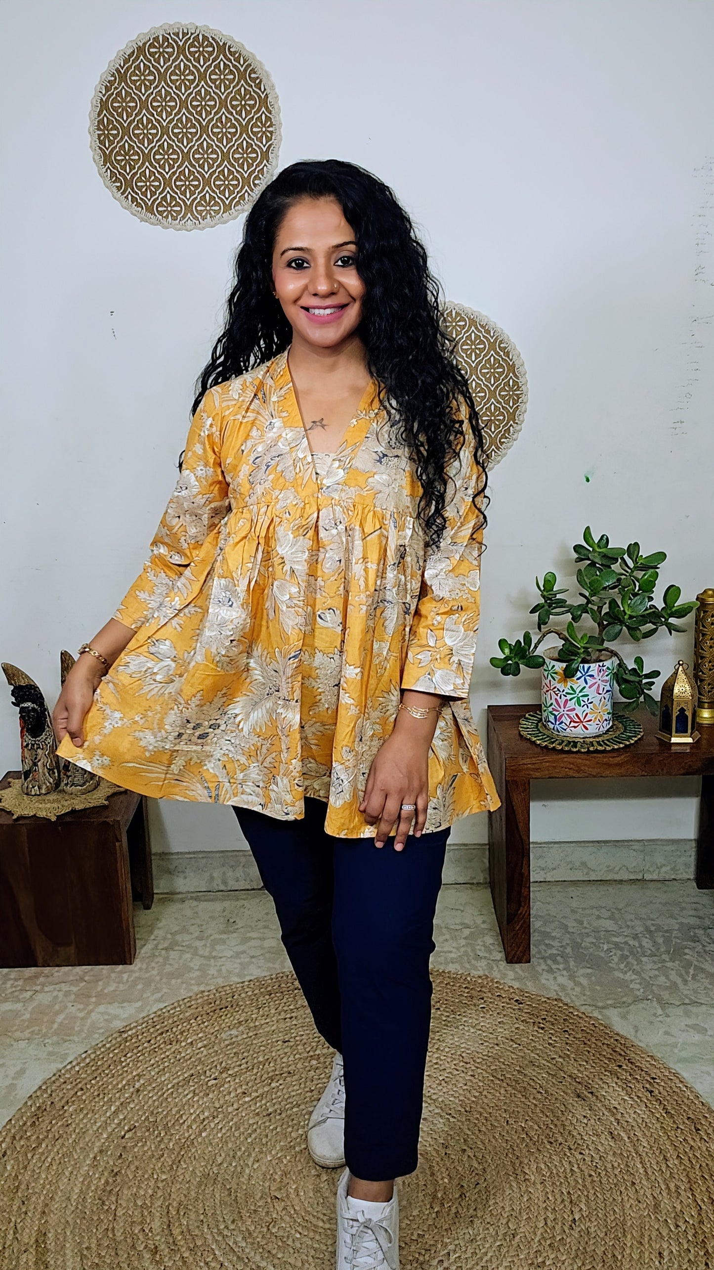 EthnixThread  cotton V-neck short top for Jeans Trouser
