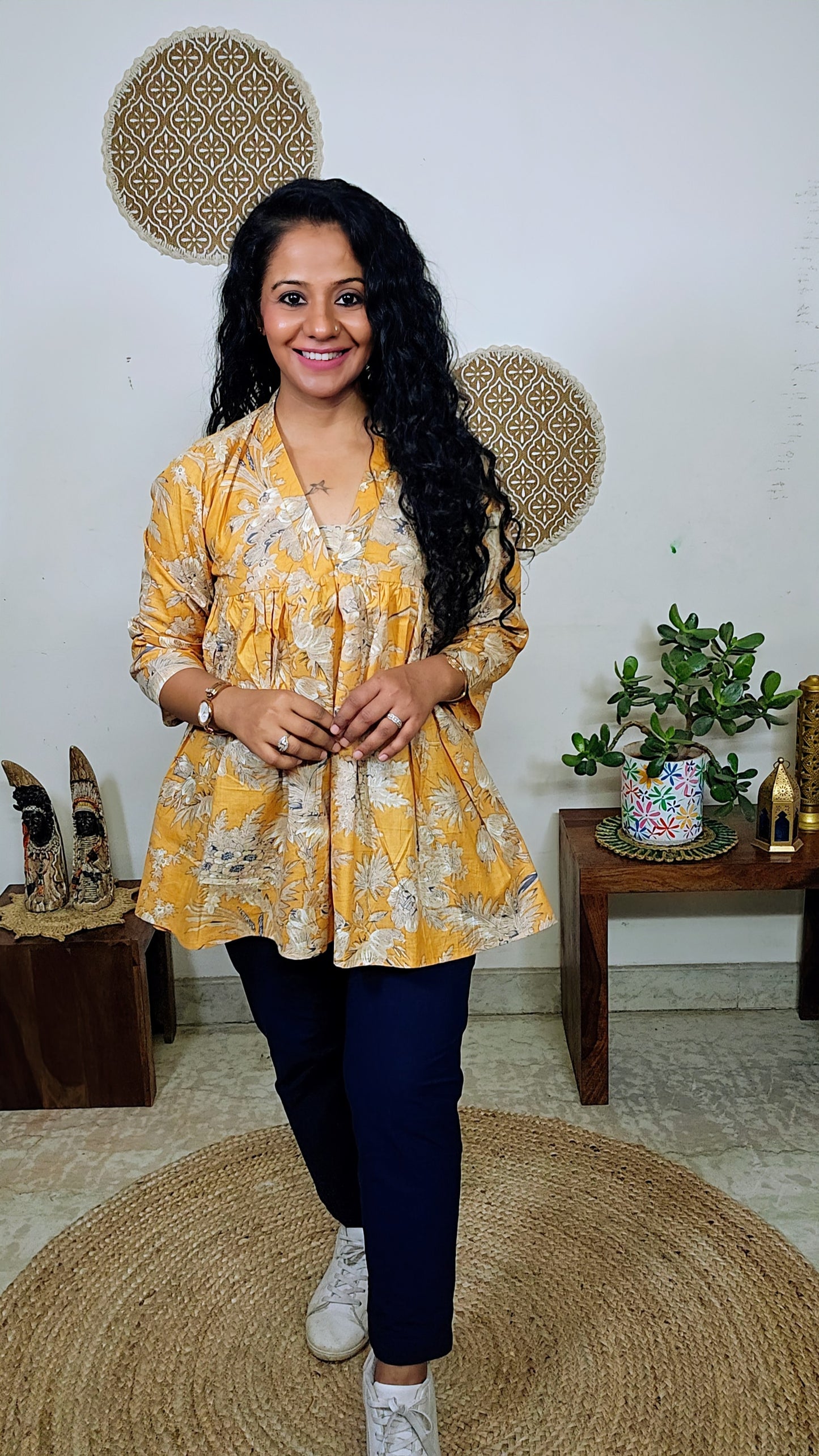EthnixThread  cotton V-neck short top for Jeans Trouser