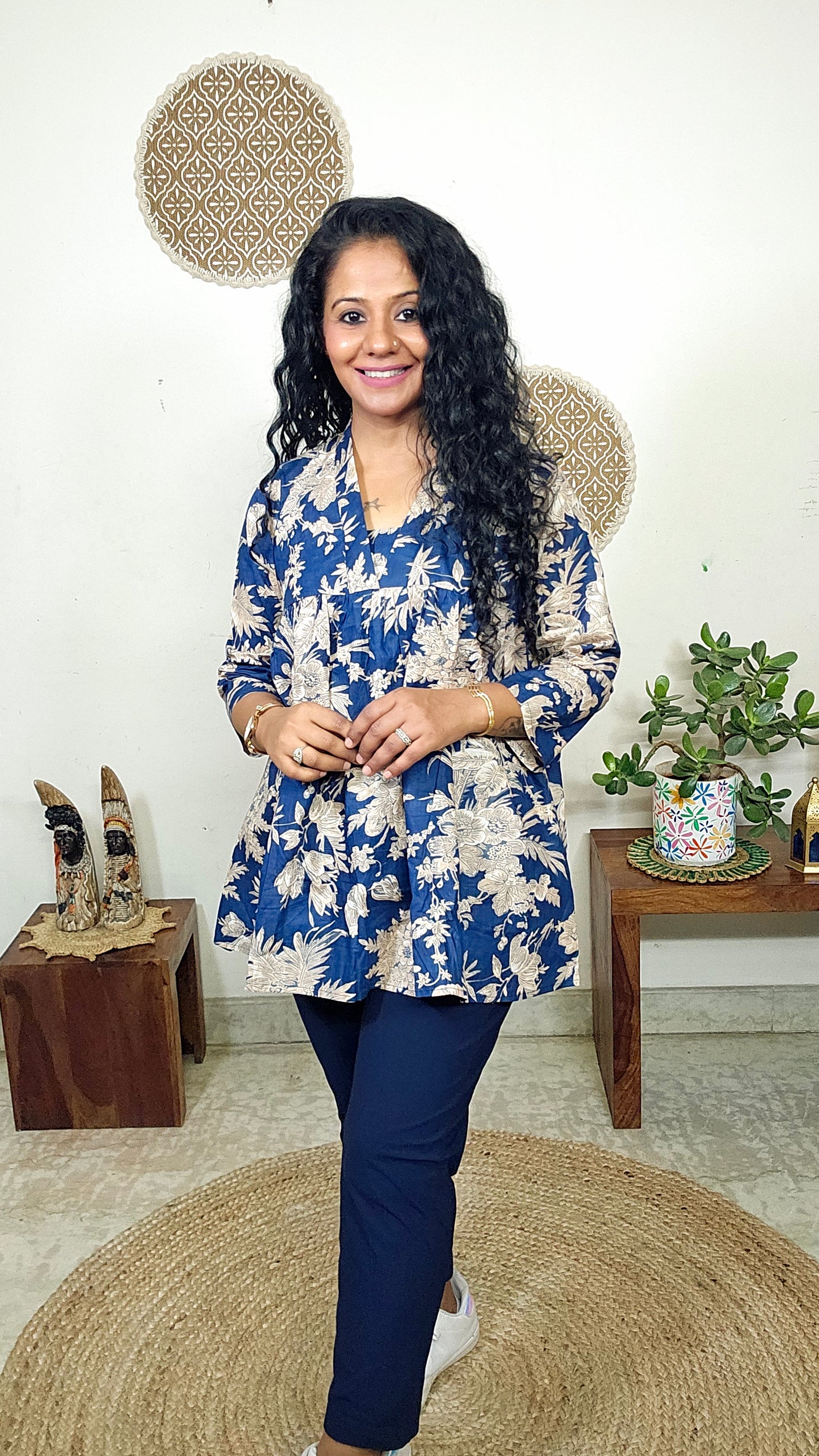 EthnixThread  cotton V-neck short top for Jeans Trouser