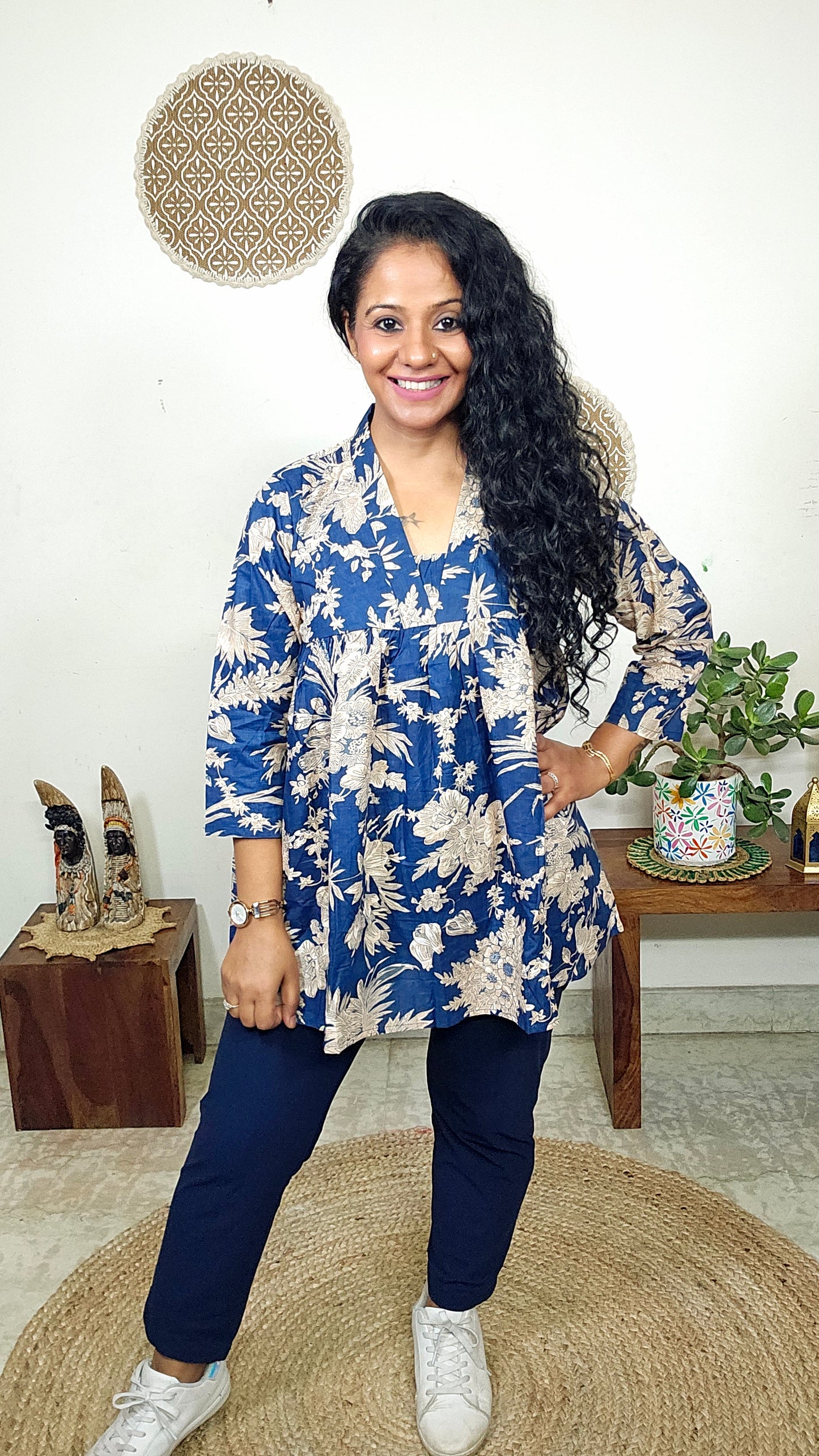 EthnixThread  cotton V-neck short top for Jeans Trouser