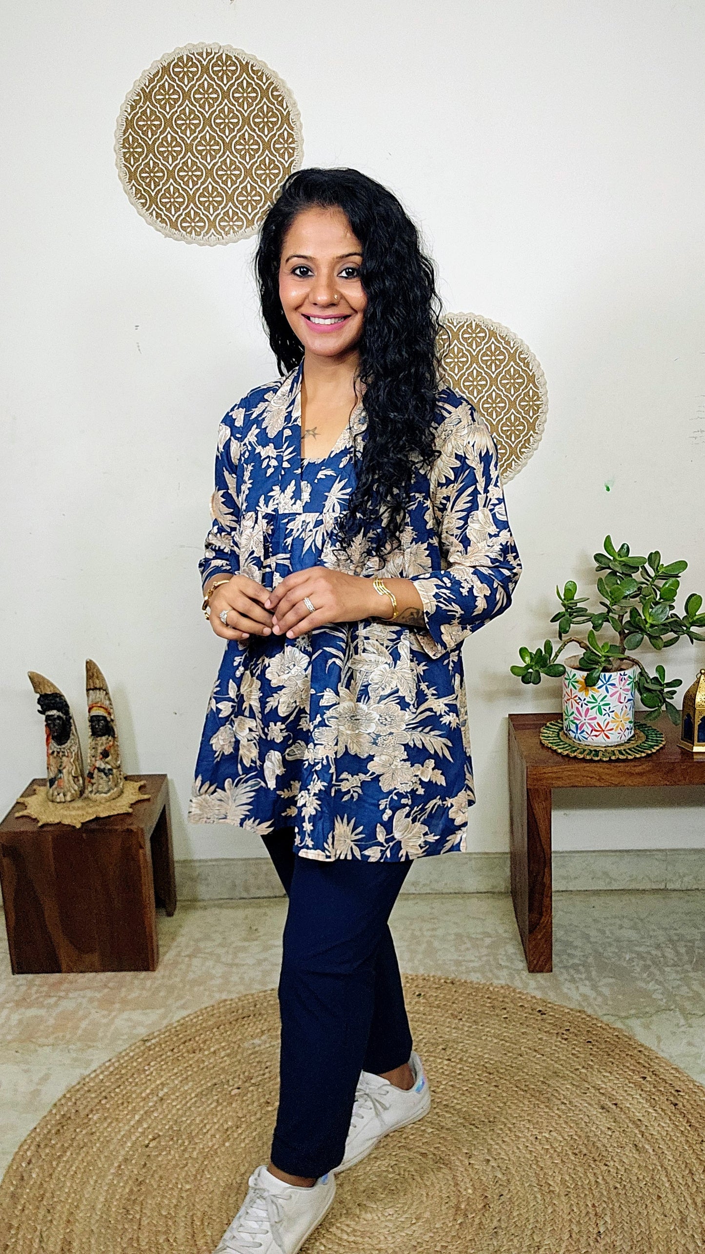 EthnixThread  cotton V-neck short top for Jeans Trouser