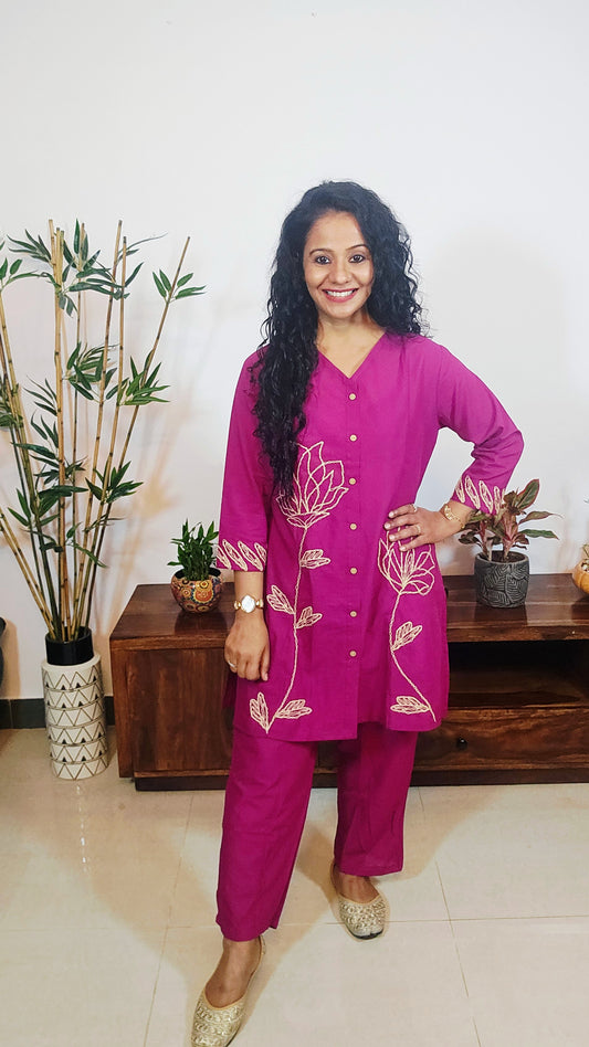 Trending Embroidered Cotton Coord Set for Women | Sizes M-2XL | EthnixThread