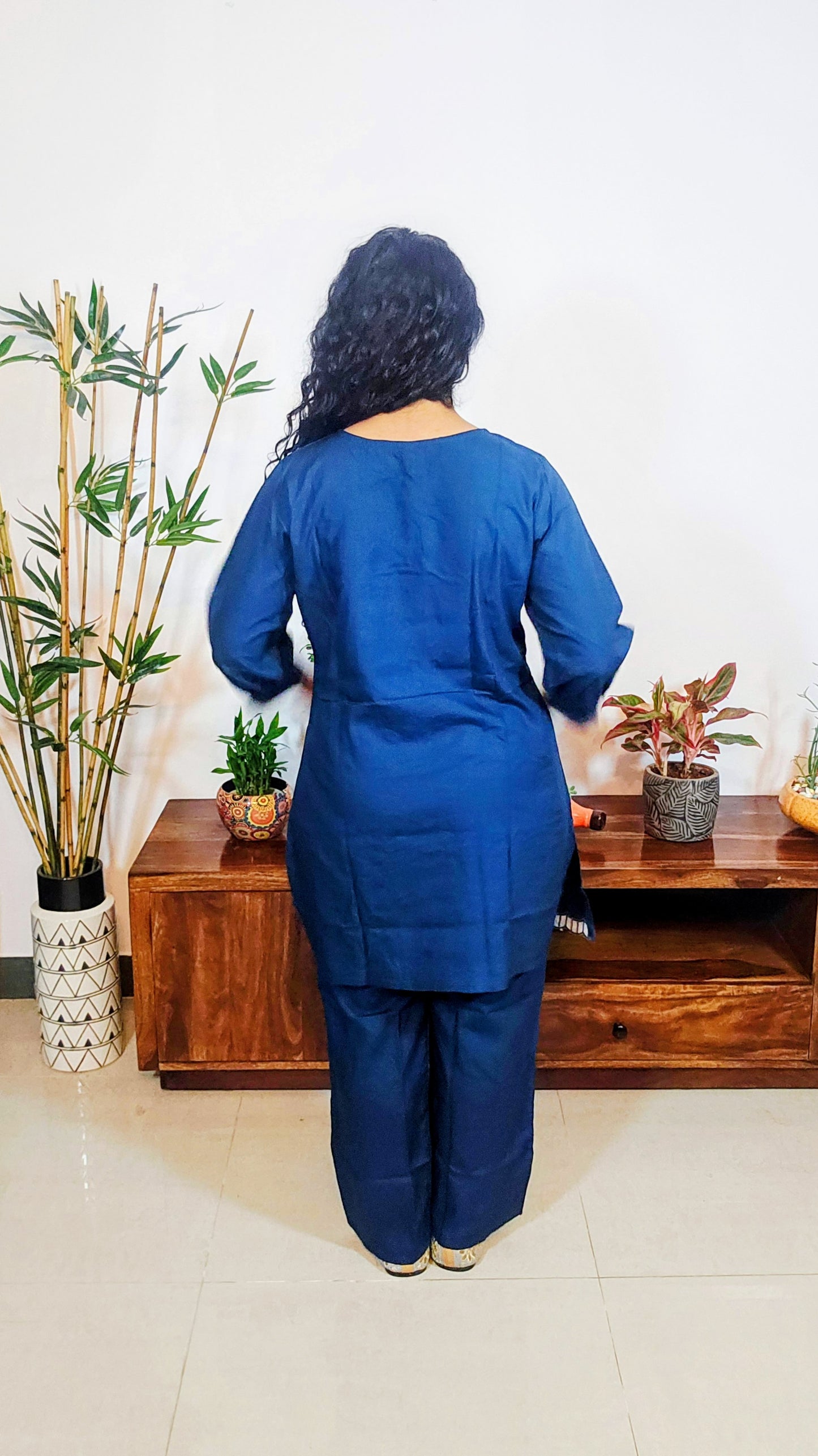 Trending Embroidered Blue Rayon Coord Set for Women | Sizes M-2XL | EthnixThread