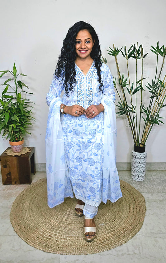 EthnixThread cotton embroidered fancy readymade suit sets