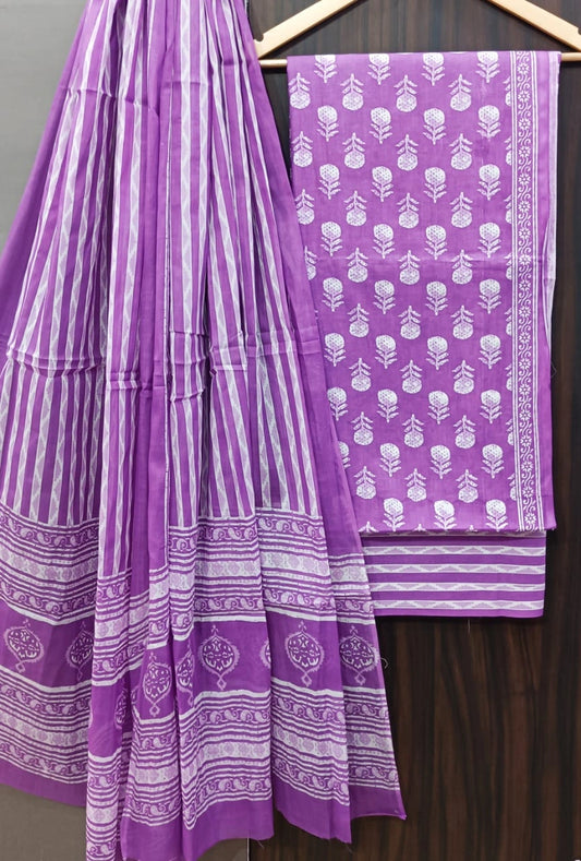 Jaipuri Cotton Dress Material with Mul Cotton Dupatta – EthnixThread