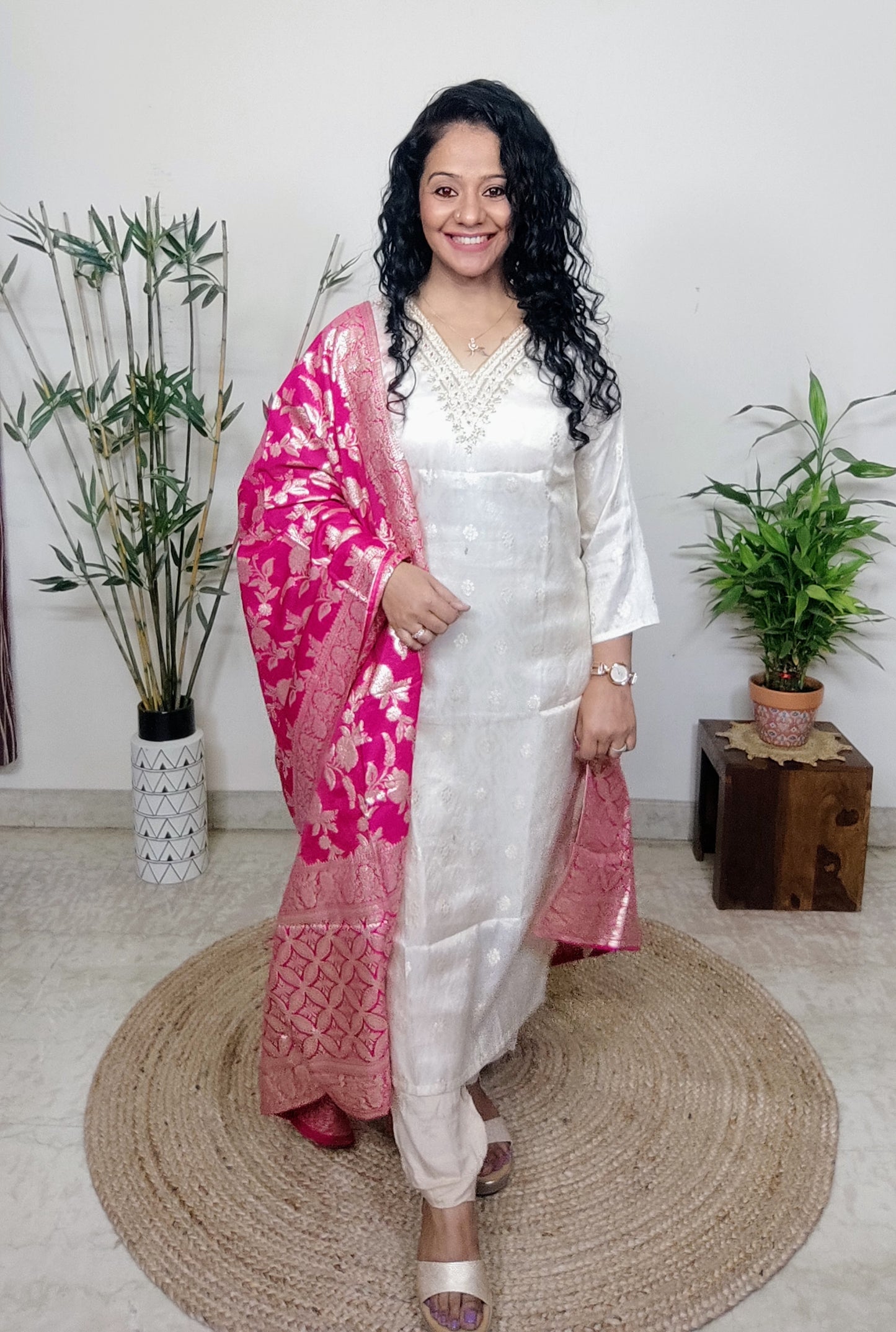 Silk Suit paired with banarsi dupatta