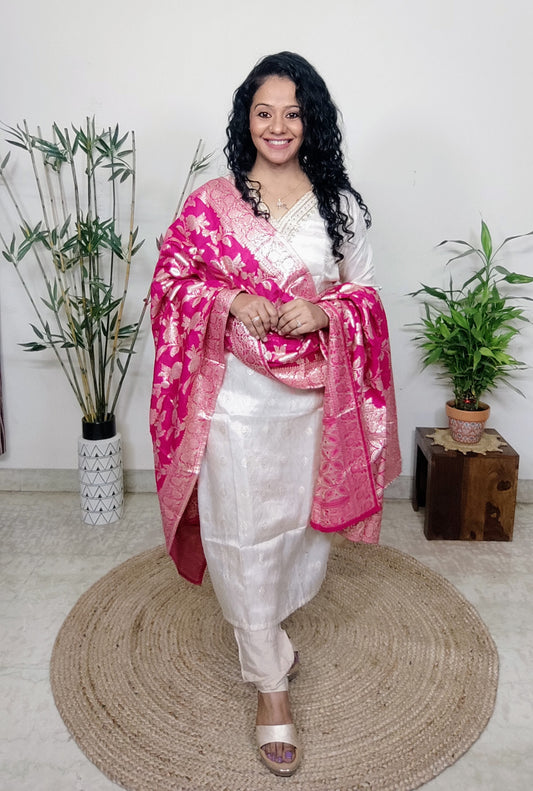 Silk Suit paired with banarsi dupatta
