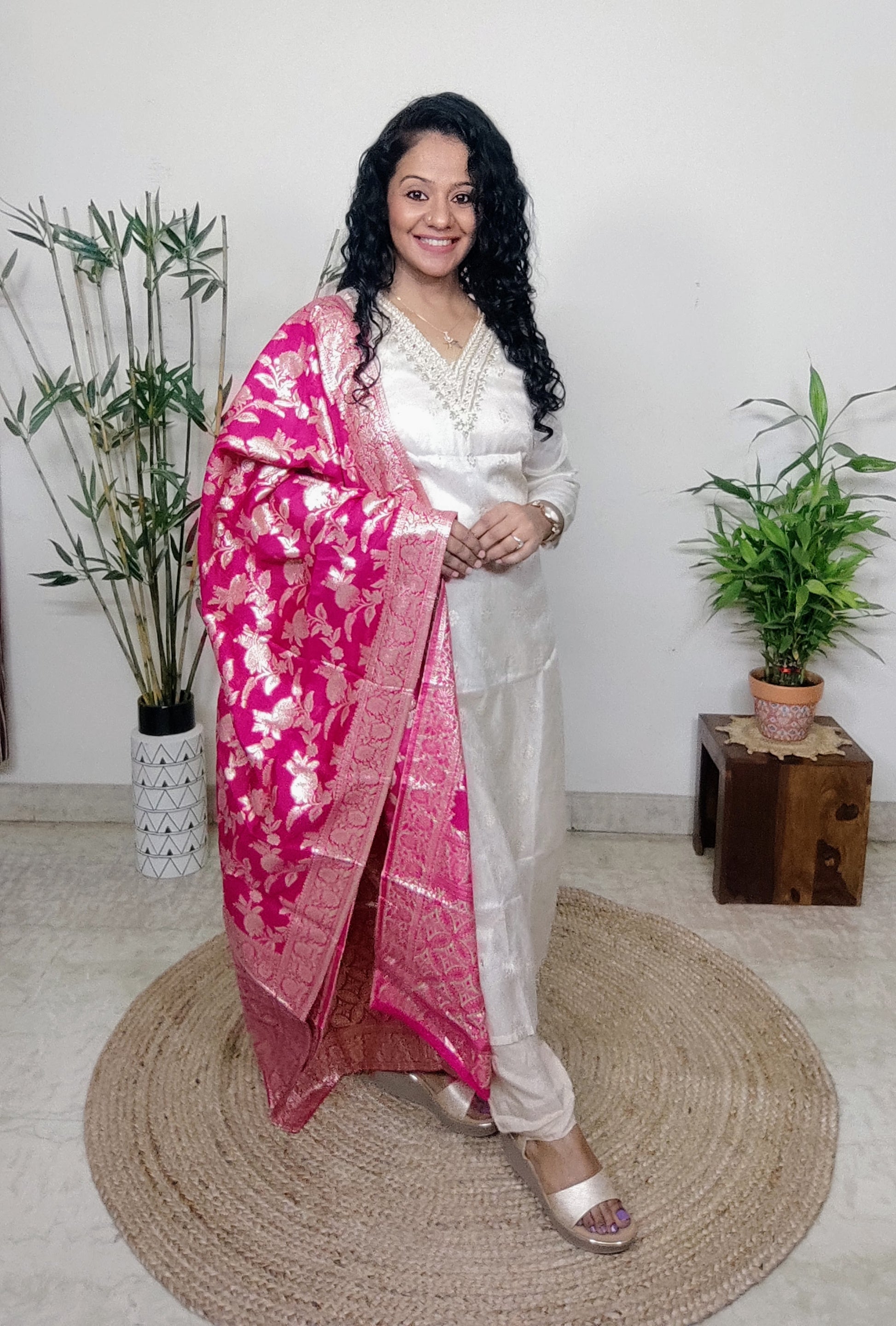 Silk Suit paired with banarsi dupatta