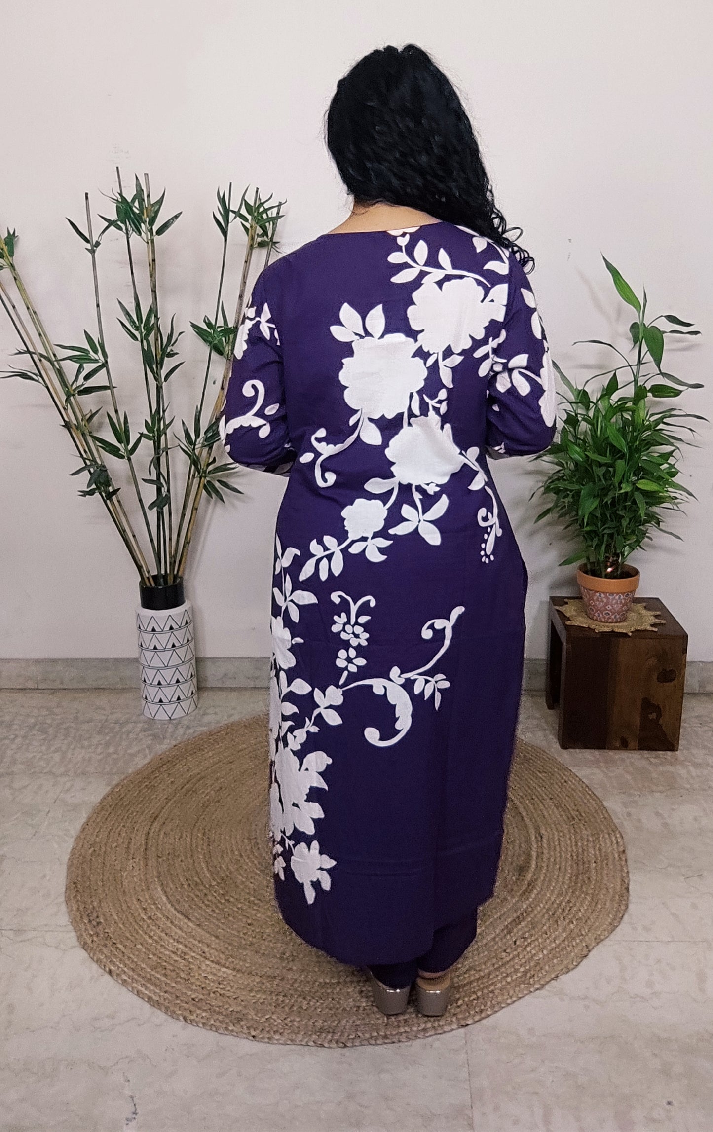 EthnixThread Contemporary Cotton Printed Suit Set with Hand Work & Mul Cotton Dupatta