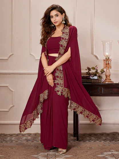 Indo-Western Kaftaan Purple Dress