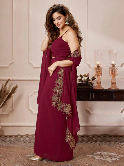 Indo-Western Kaftaan Purple Dress