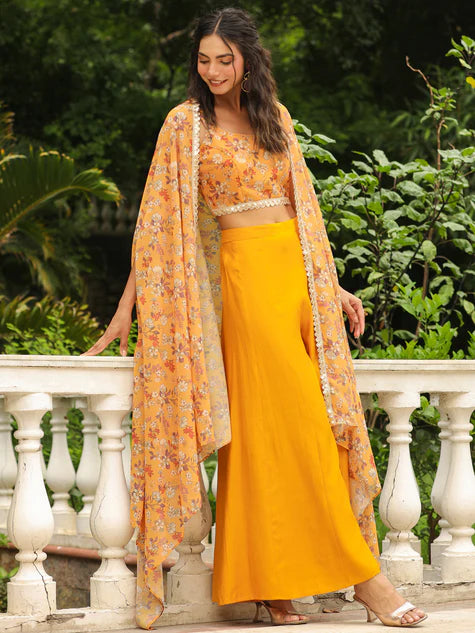  Indo-Western Kaftaan Yellow Dress 