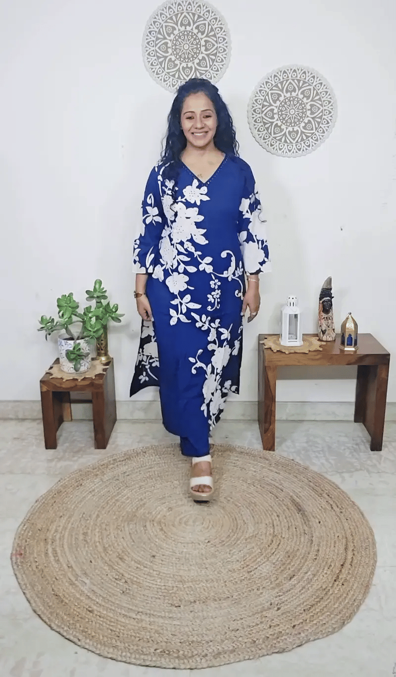 EthnixThread Contemporary Cotton Printed Suit Set with Hand Work & Mul Cotton Dupatta