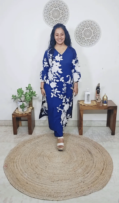 EthnixThread Contemporary Cotton Printed Suit Set with Hand Work & Mul Cotton Dupatta
