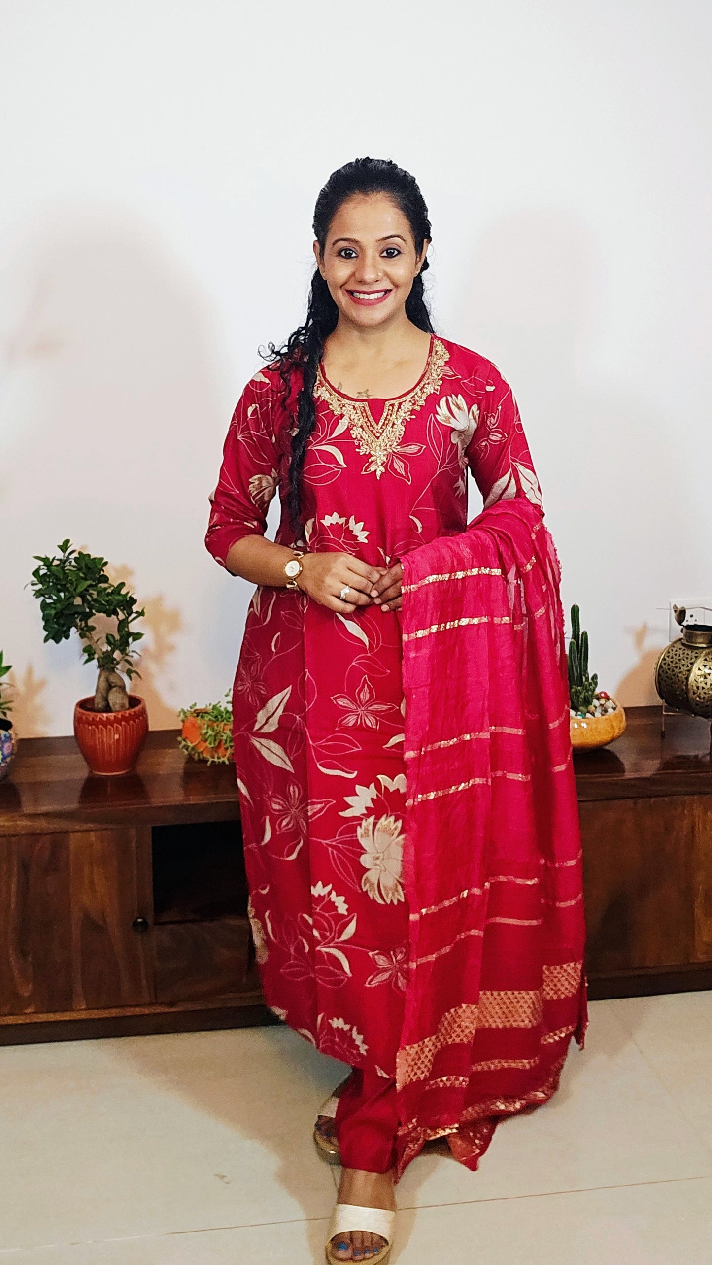 EthnixThread Premium Festive Wear Collection – Embroidered Red Suits with Designer Dupattas (M–2XL)