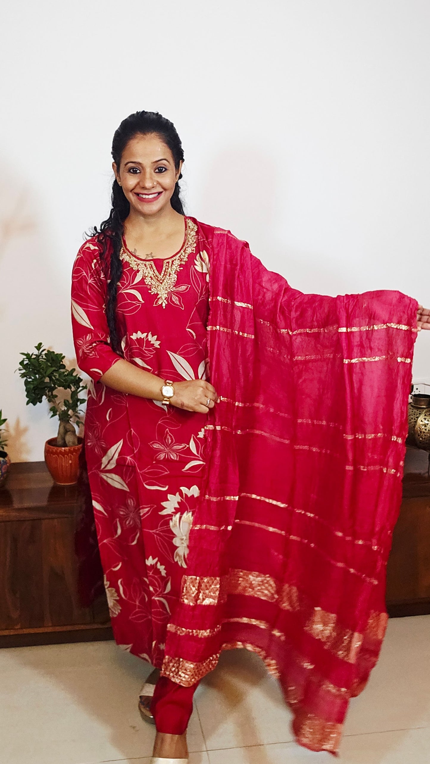 EthnixThread Premium Festive Wear Collection – Embroidered Red Suits with Designer Dupattas (M–2XL)