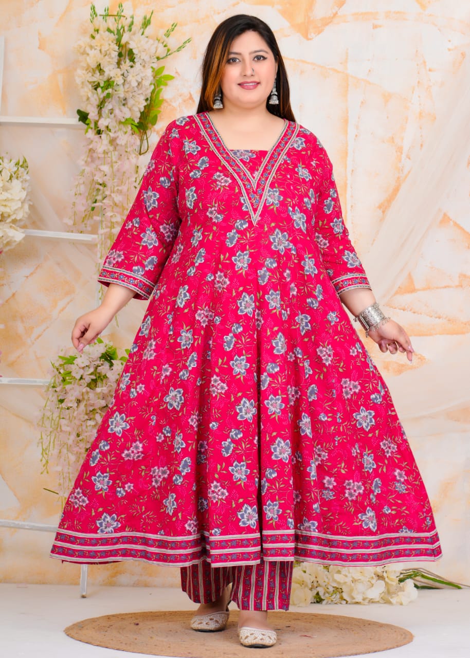 EthnixThread Heavy Designer Cotton Anarkali Suit Sets for Plus Sizes 3XL–6XL