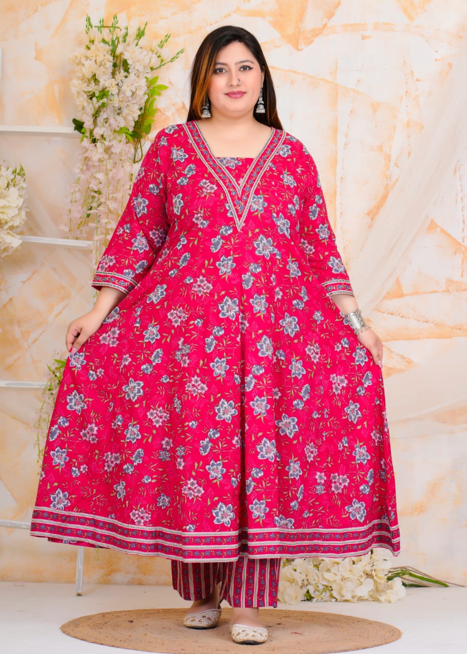EthnixThread Heavy Designer Cotton Anarkali Suit Sets for Plus Sizes 3XL–6XL