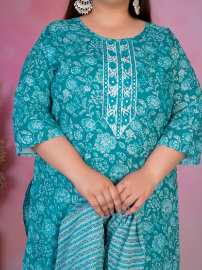 EthnixThread elegant Straight-Fit Cotton Kurta Set in Plus Size