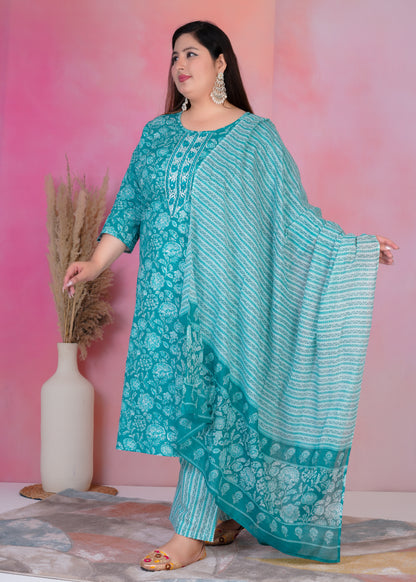 EthnixThread elegant Straight-Fit Cotton Kurta Set in Plus Size