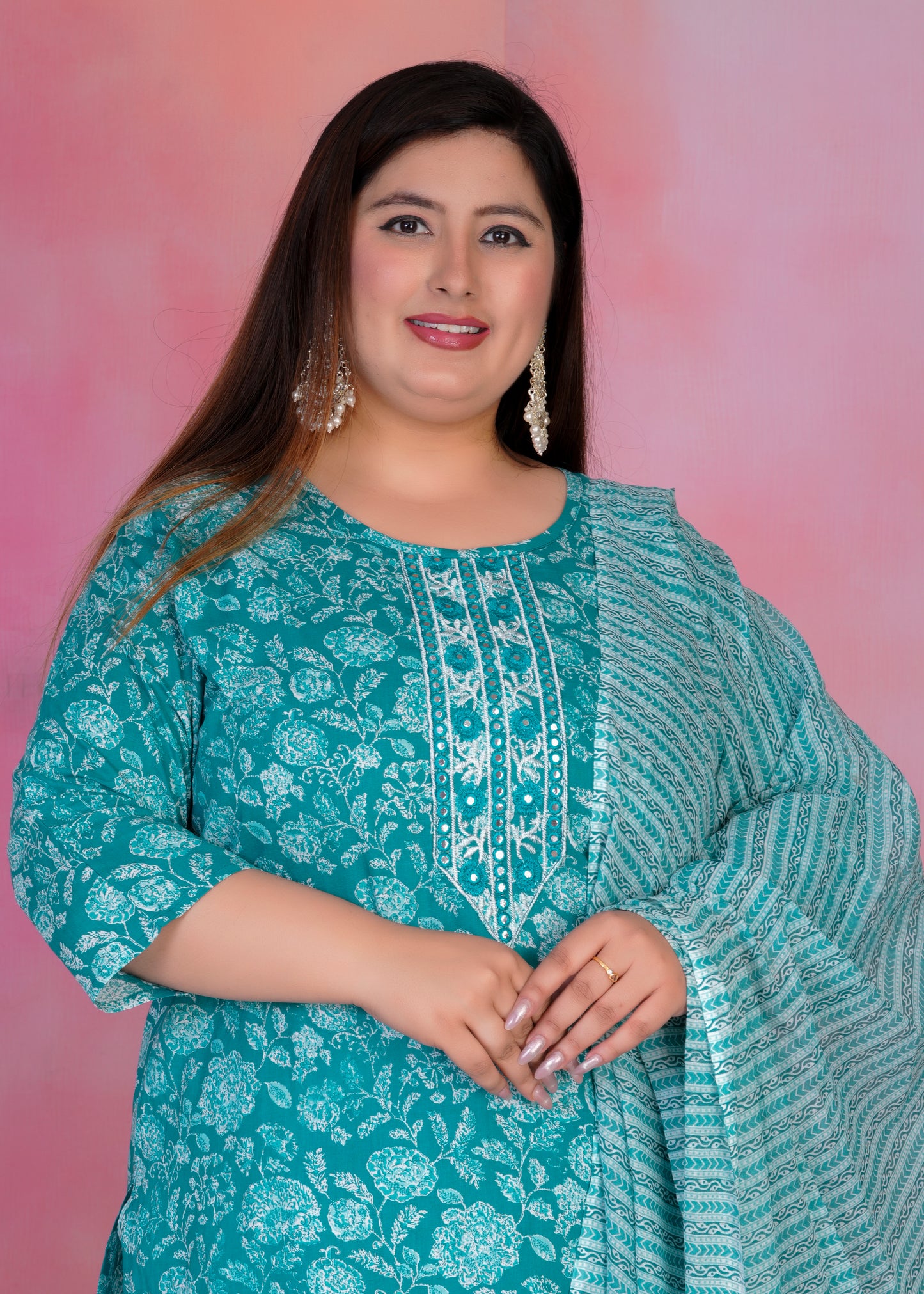 EthnixThread elegant Straight-Fit Cotton Kurta Set in Plus Size