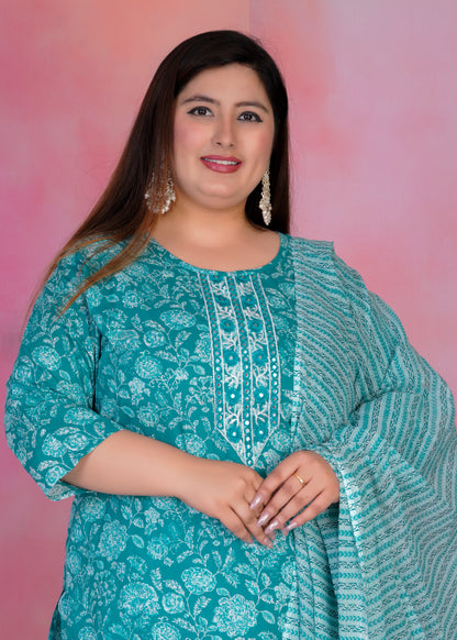 EthnixThread elegant Straight-Fit Cotton Kurta Set in Plus Size