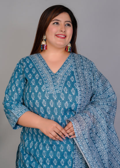EthnixThread elegant Straight-Fit Cotton Kurta Set in Plus Size