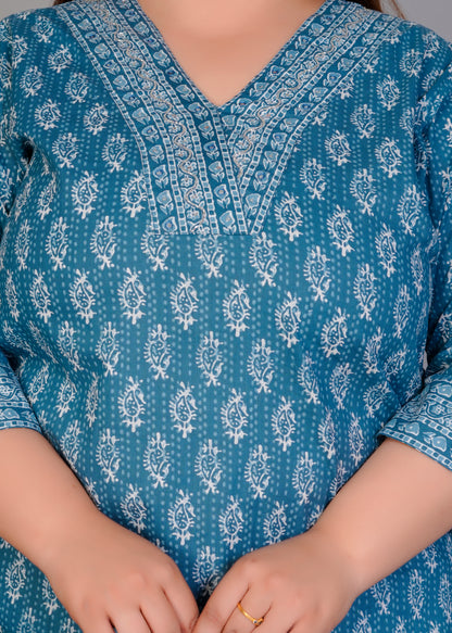 EthnixThread elegant Straight-Fit Cotton Kurta Set in Plus Size