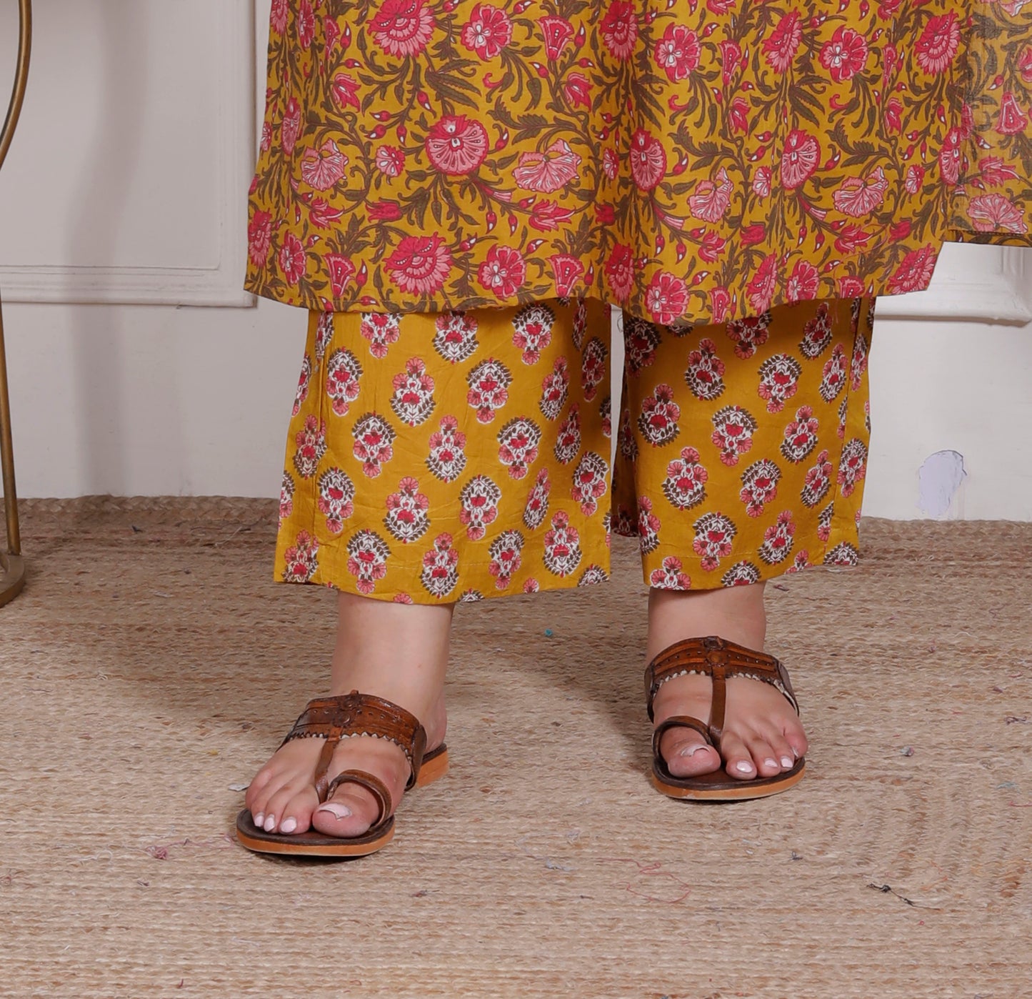 EthnixThread elegant Mustard Straight-Fit Cotton Kurta Set in Plus Size