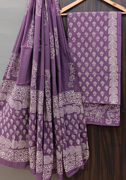 Pink Dress Material with Mul Cotton Dupatta 