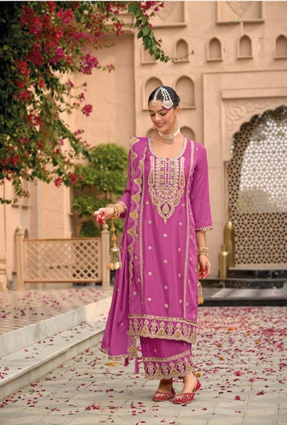 Elegant Heavy Embroidered Party Wear Readymade Silk Suit – EthnixThread