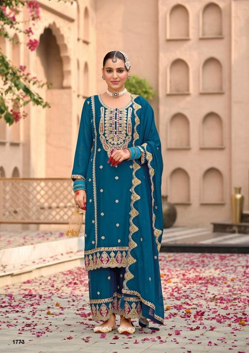 Elegant Heavy Embroidered Party Wear Readymade Silk Suit – EthnixThread