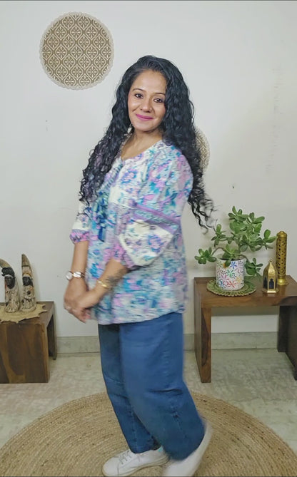 EthnixThread cotton round-neck short top for Jeans Trouser