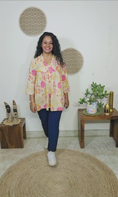 EthnixThread  cotton V-neck short top for Jeans Trouser