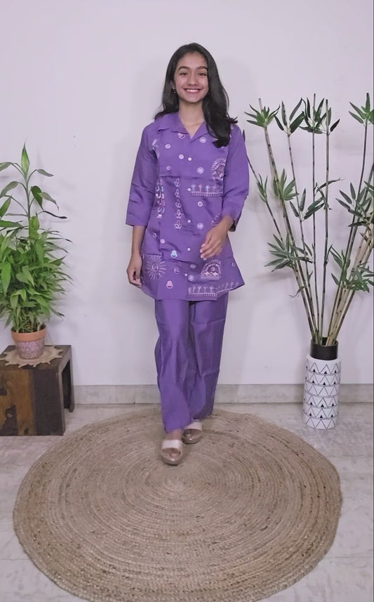 EthnixThread Trendy Embroidered Coord Sets for Teenagers in Cotton Silk