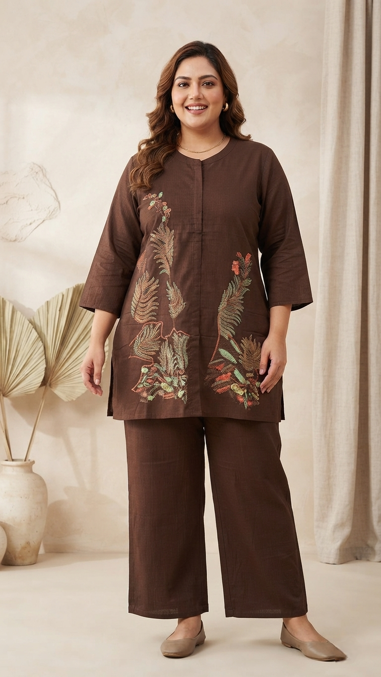 Premium Plus Size Embroidered & Handwork Coord Sets | 3XL to 5XL