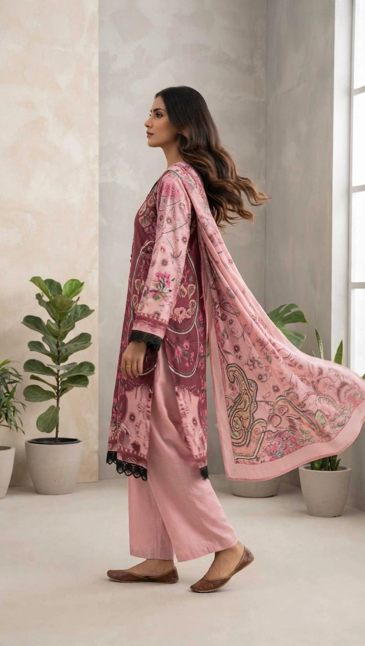 Premium Cotton Pakistani Suit Set with Elegant Lace Work & Soft Mulmul Dupatta | Women's Ethnic Wear | Sizes M–5XL