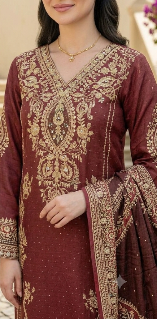 Premium Muslin Hand Work Suit Set – Plus Size 6XL & 7XL