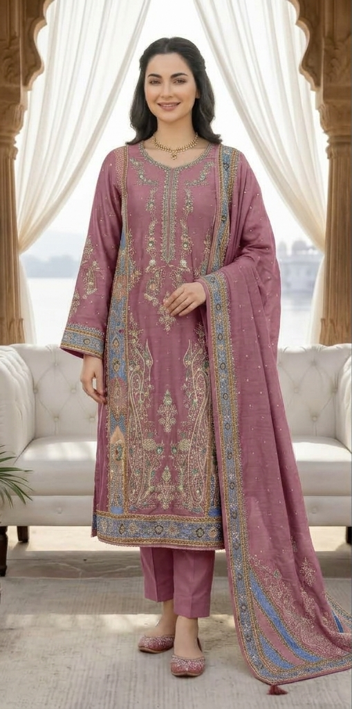 Premium Muslin Hand Work Suit Set – Plus Size 6XL & 7XL
