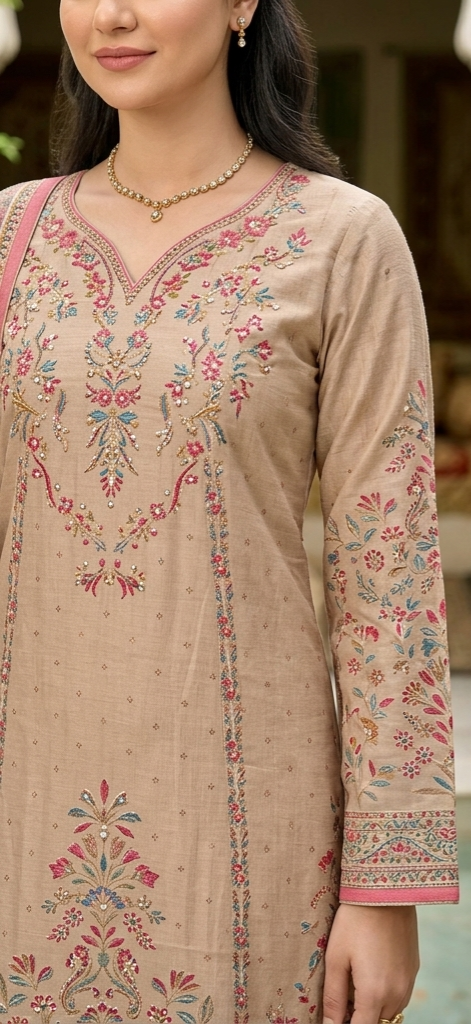 Premium Muslin Hand Work Suit Set – Plus Size 6XL & 7XL