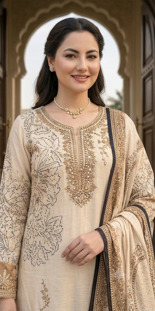 Premium Muslin Hand Work Suit Set – Plus Size 6XL & 7XL