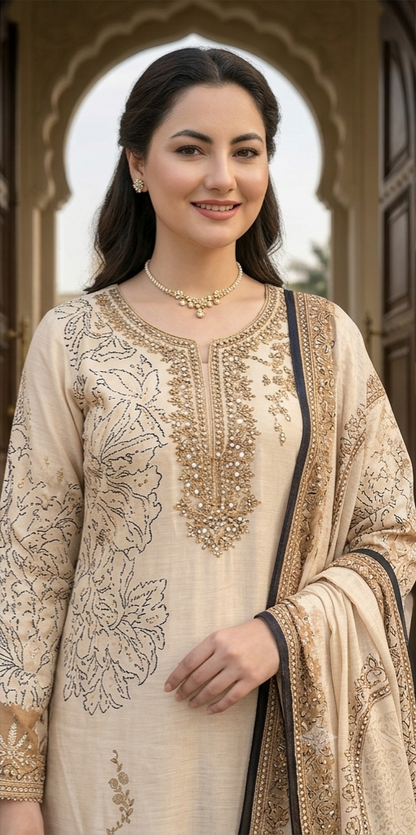 Premium Muslin Hand Work Suit Set – Plus Size 6XL & 7XL