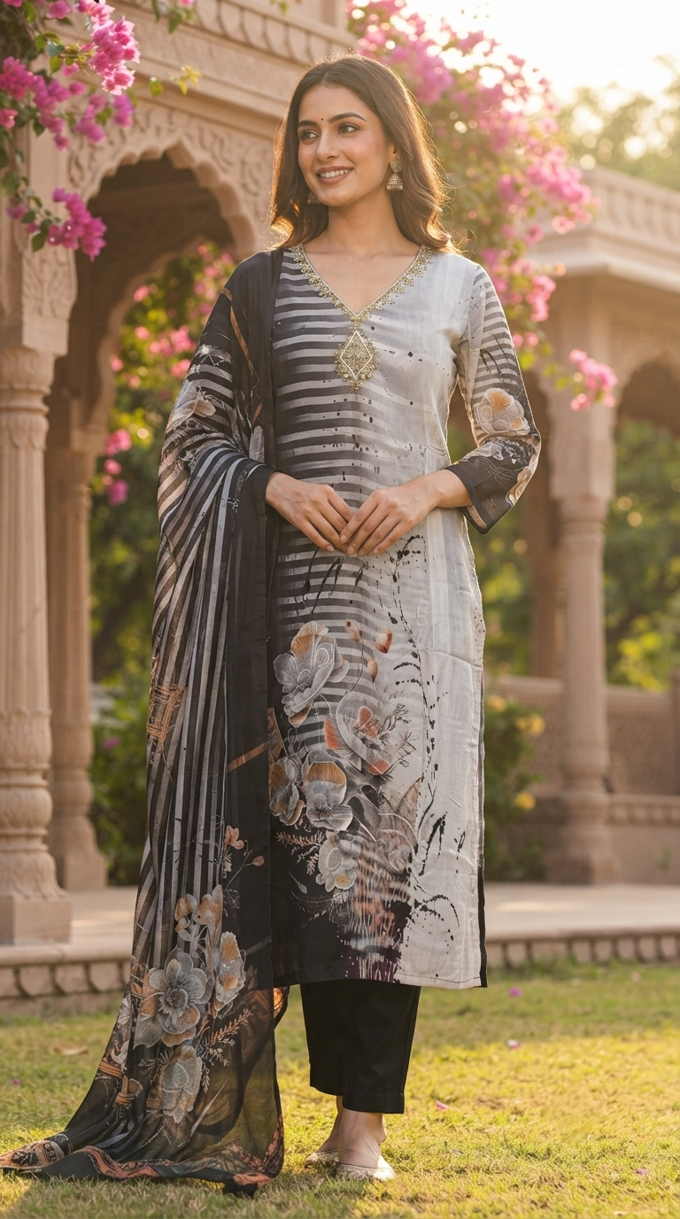 Premium Muslin Hand Work Suit Set for Women | Festive Wear