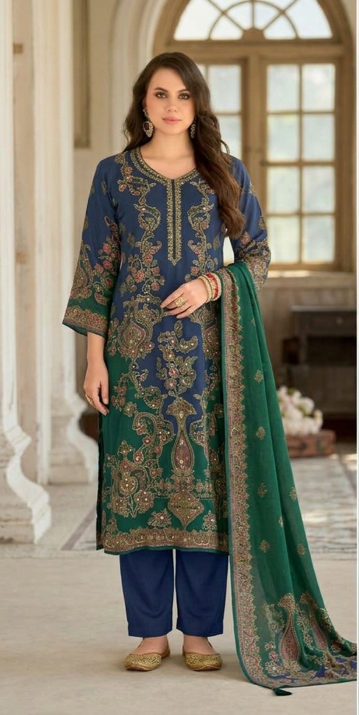 Premium Muslin Hand Work Suit Set – Plus Size 6XL & 7XL
