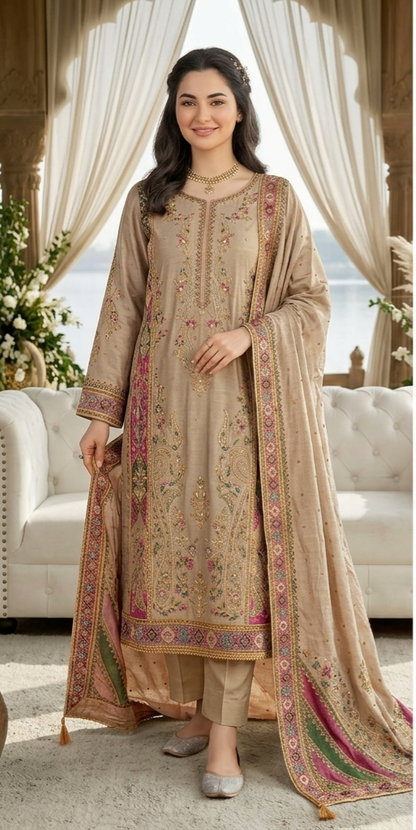 Premium Muslin Hand Work Suit Set – Plus Size 6XL & 7XL