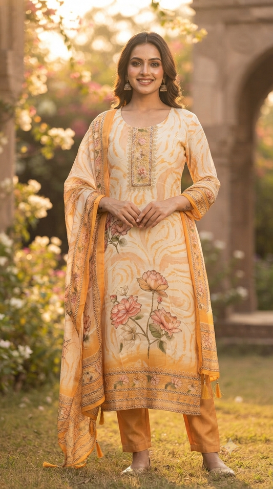 Premium Chinon Hand Work Suit Set for Women | Festive Wear